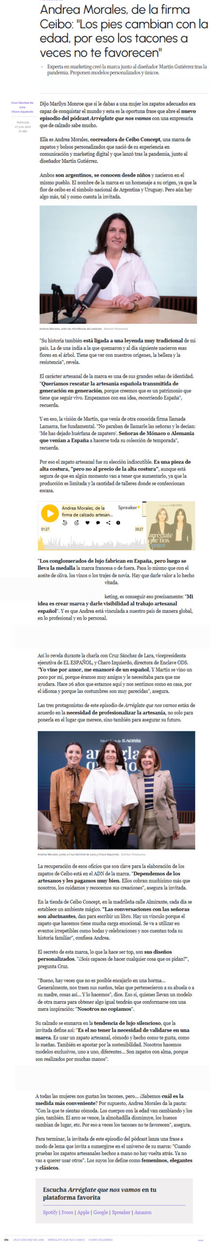 Andrea Morales, cofundadora de Ceibo Concept, durante su participación en el podcast "Arréglate que nos vamos" de MAGAS (El Español).