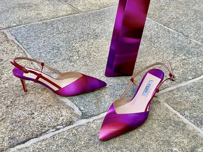 Slingback y bolso de tejido en color fucsia para madrina – Ceibo Concept