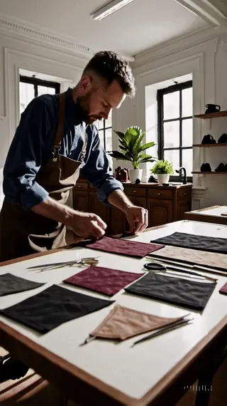 Artesano trabajando en el diseño y elaboración de zapatos artesanales en taller