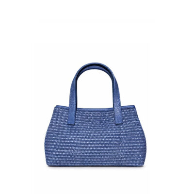 bolso de rafia artesanal color azul modelo CALA