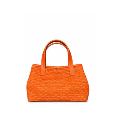 bolso de rafia artesanal color naranja modelo CALA