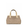 bolso de rafia artesanal color topo con asas piel modelo CALA