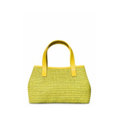 bolso de rafia artesanal con asas verde modelo CALA