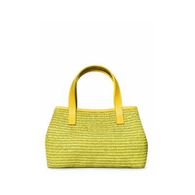 bolso de rafia artesanal con asas verde modelo CALA